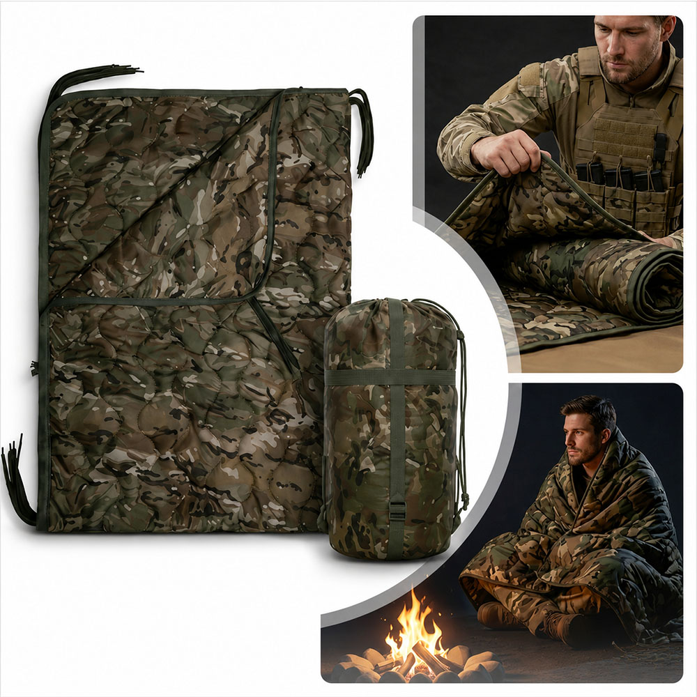 Outdoor Adventure Quilt - 지퍼형 카모플라주 캠핑 담요 겸용 침낭,