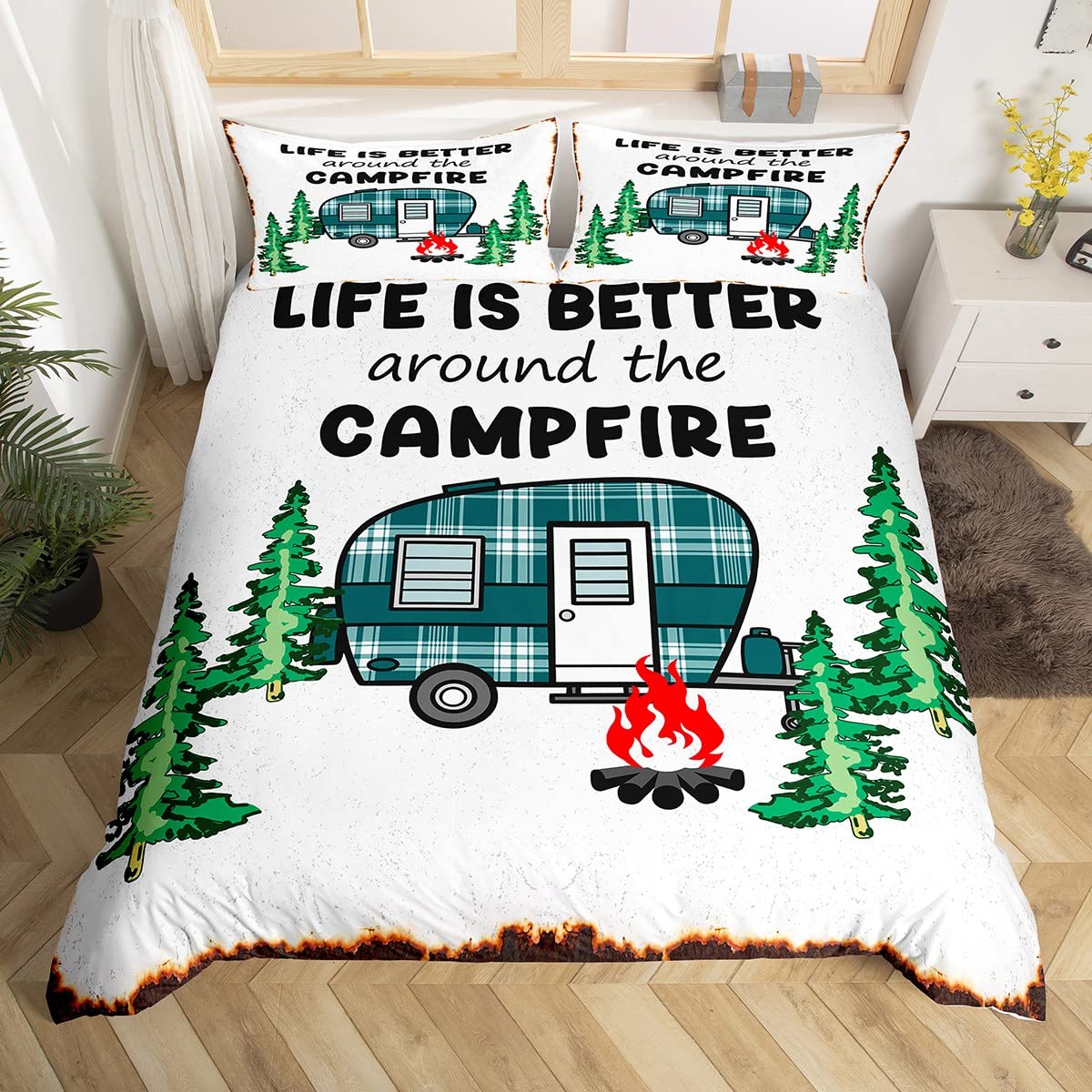 해피 캠핑 이불 커버, 캠핑 침구 세트, 식물 야외 여 - Outdoor Adventure Quilt 리뷰 및 가격